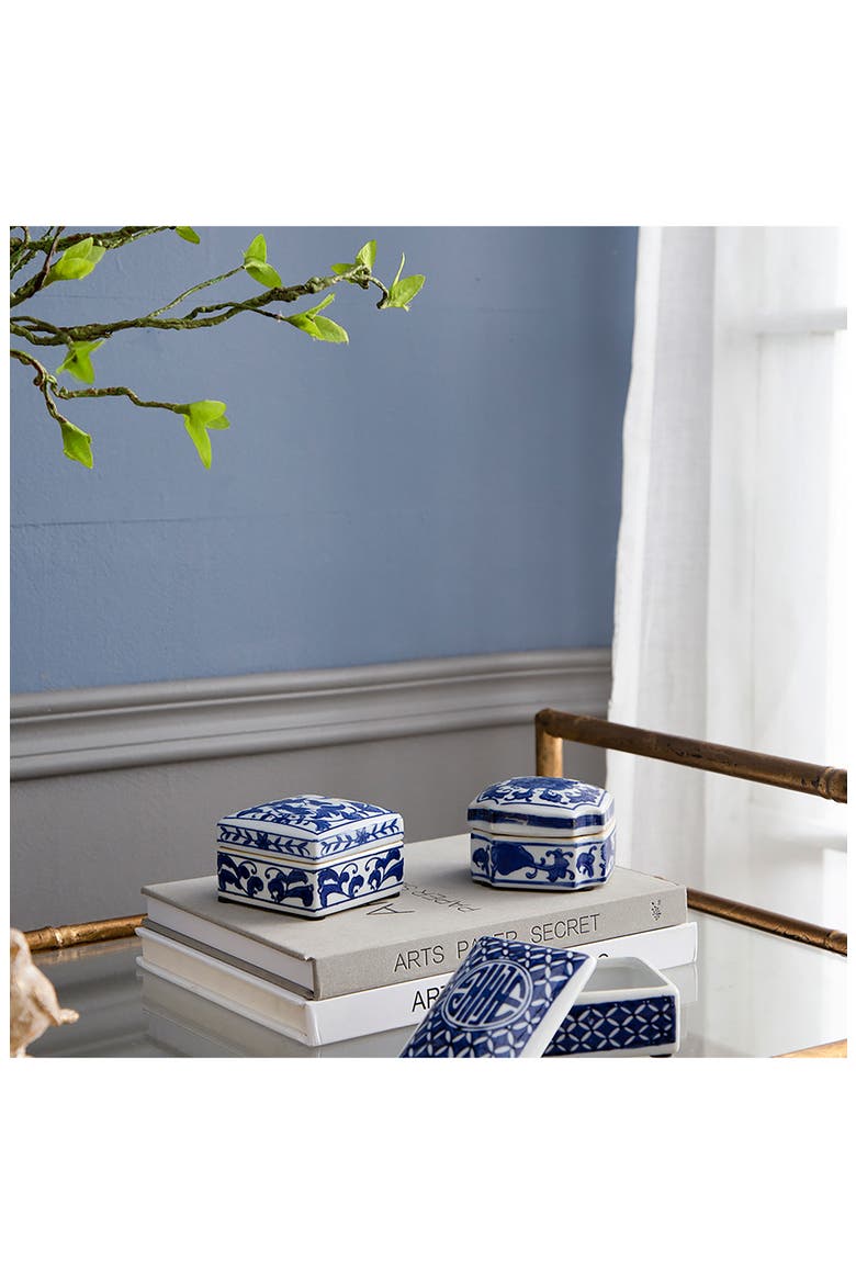 Set of 3 Porcelain Boxes, Alternate, color, BLUE