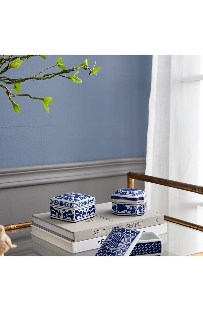 A & B Home Set of 3 Porcelain Boxes, Alternate, color, Blue
