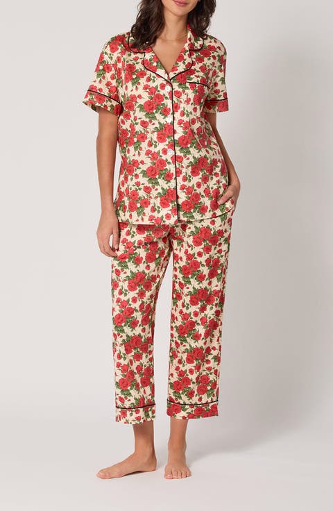 Floral Print Cotton Jersey Crop Pajamas (Regular 
Plus)