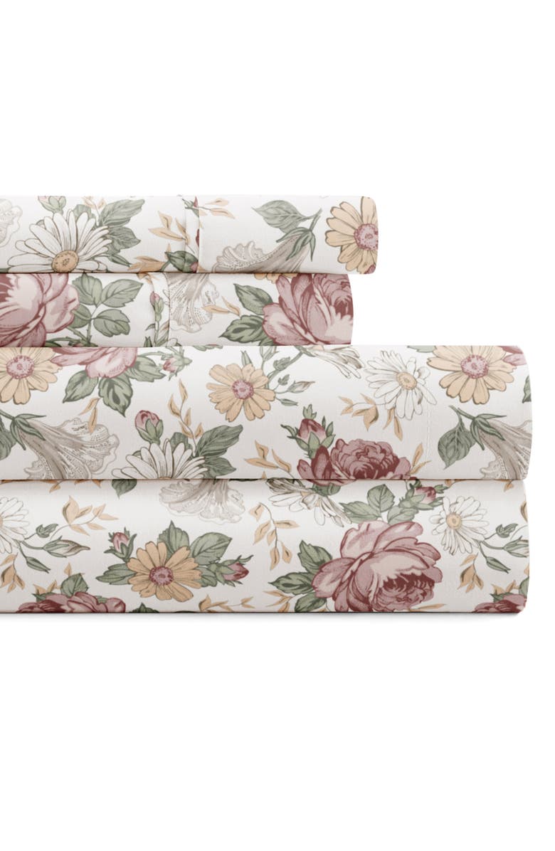 HOMESPUN Floral Microfiber Sheet Set, Main, color, Blooming Floral Rose