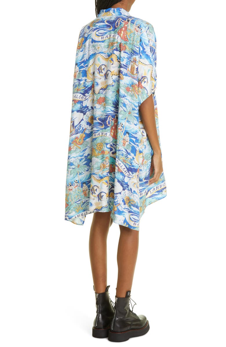 R13 Oversize Aloha Print High-Low Shirtdress, Alternate, color,