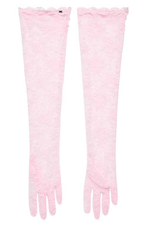 Savage X Fenty At First Sight Long Lace Gloves In Velour Pink