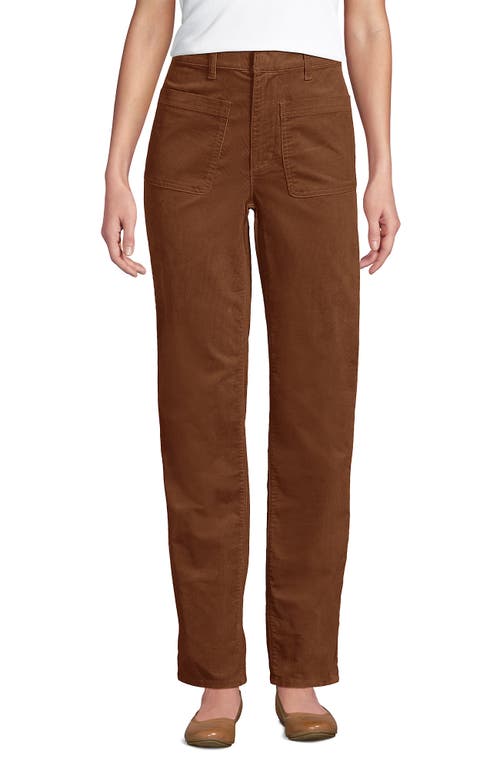 Lands' End Corduroy High Rise Rail Straight Leg Pants In Brown