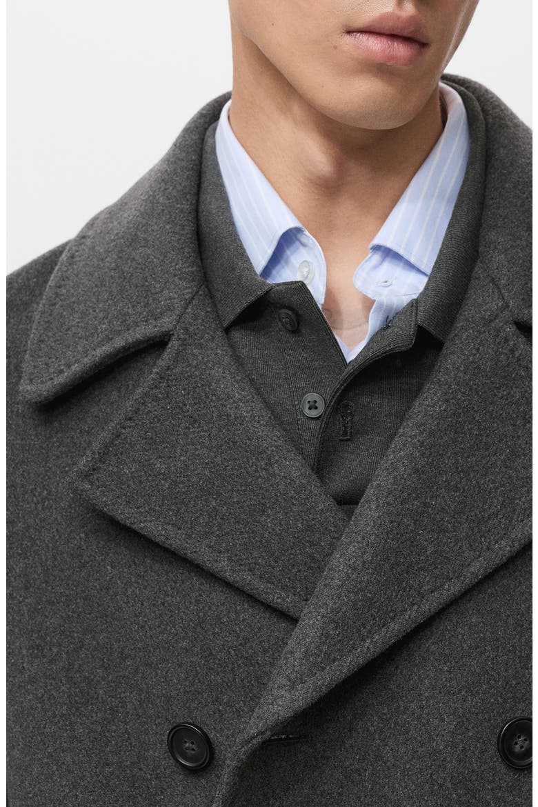 Wool Blend Double Breasted Peacoat, Alternate, color, GREY