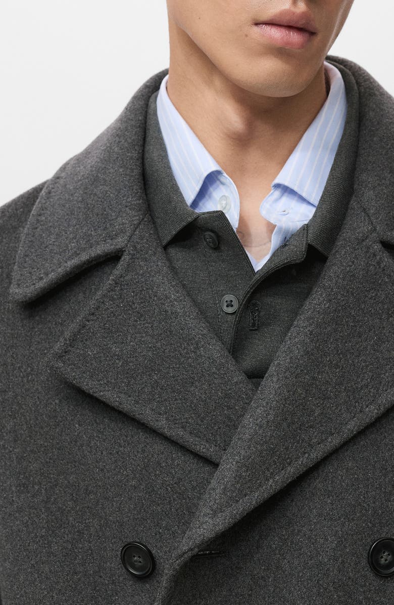 MANGO Wool Blend Double Breasted Peacoat, Alternate, color, Grey