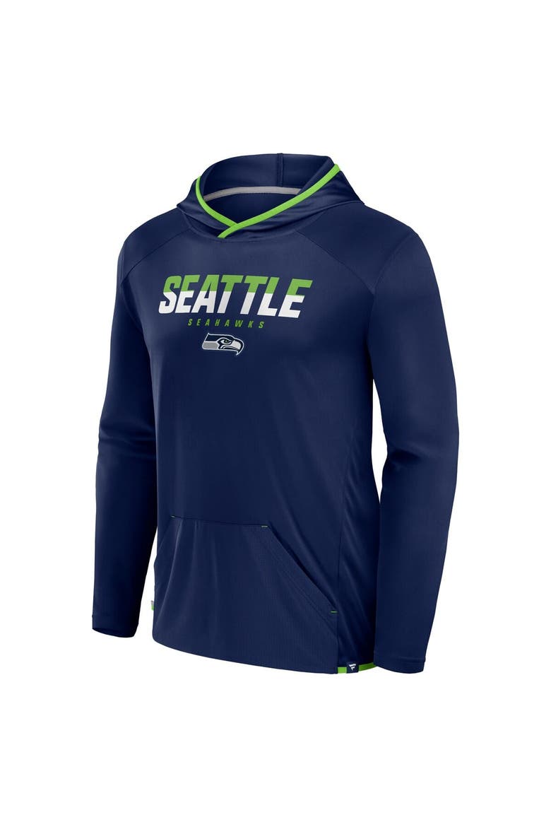 Men's Fanatics College Navy Seattle Seahawks Transitional Defender Hoodie Long Sleeve T-Shirt, Alternate, color, College Navy
