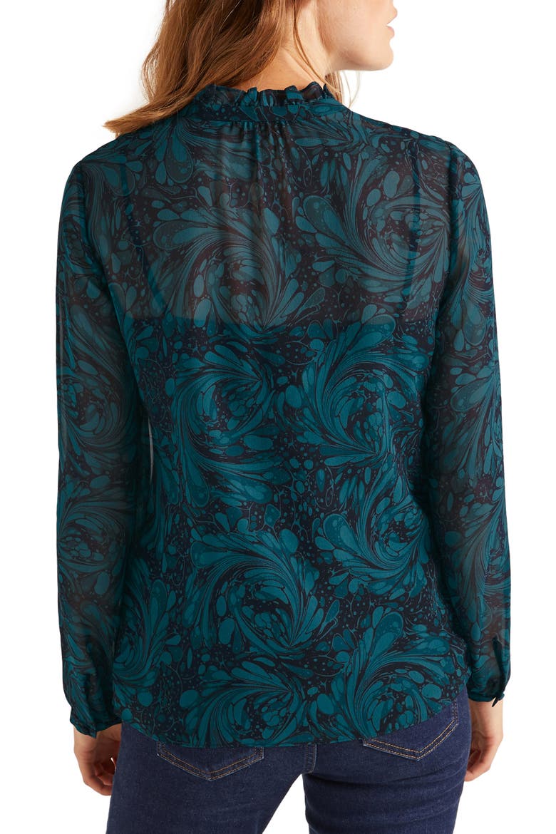 Lavinia Silk Blouse, Alternate, color, NAVY MARBLED DREAMS