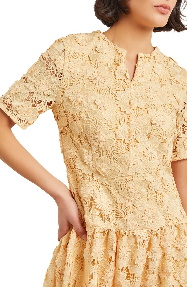 Misook Lace Pleated Drop Waist Maxi Dress, Alternate, color,