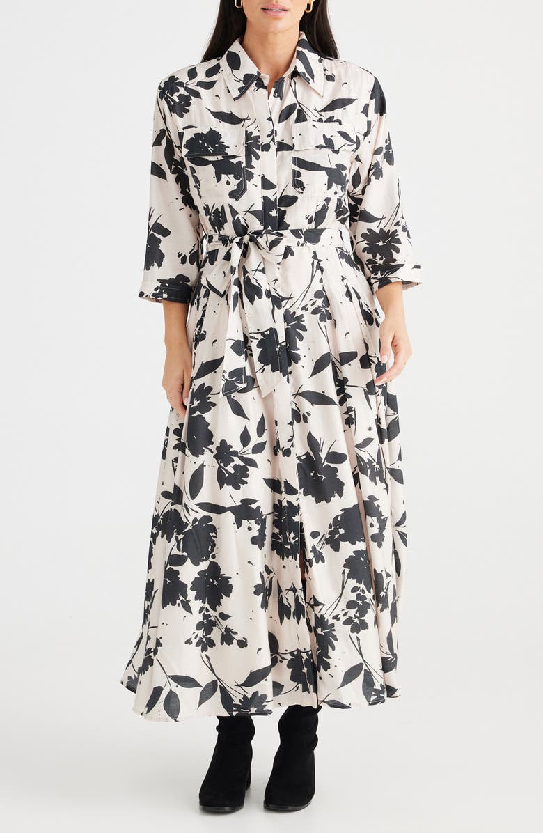 Brave+True Rossellini Floral Print Shirtdress, Main, color, 
