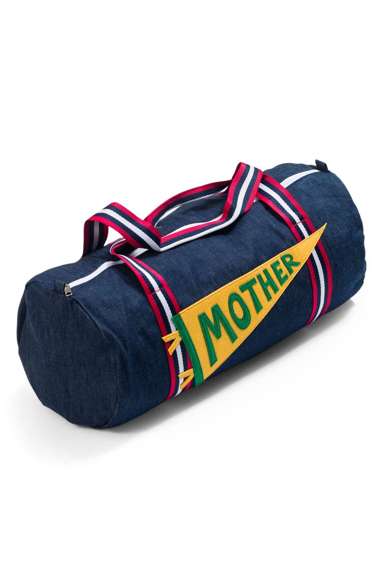MOTHER Sporty Denim Duffle Bag, Main, color, Dirty Laundry