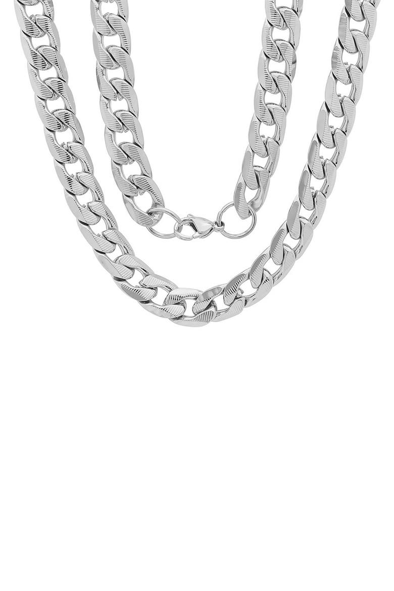 Men's Curb Link Chain Necklace Set, Main, color, SILVER