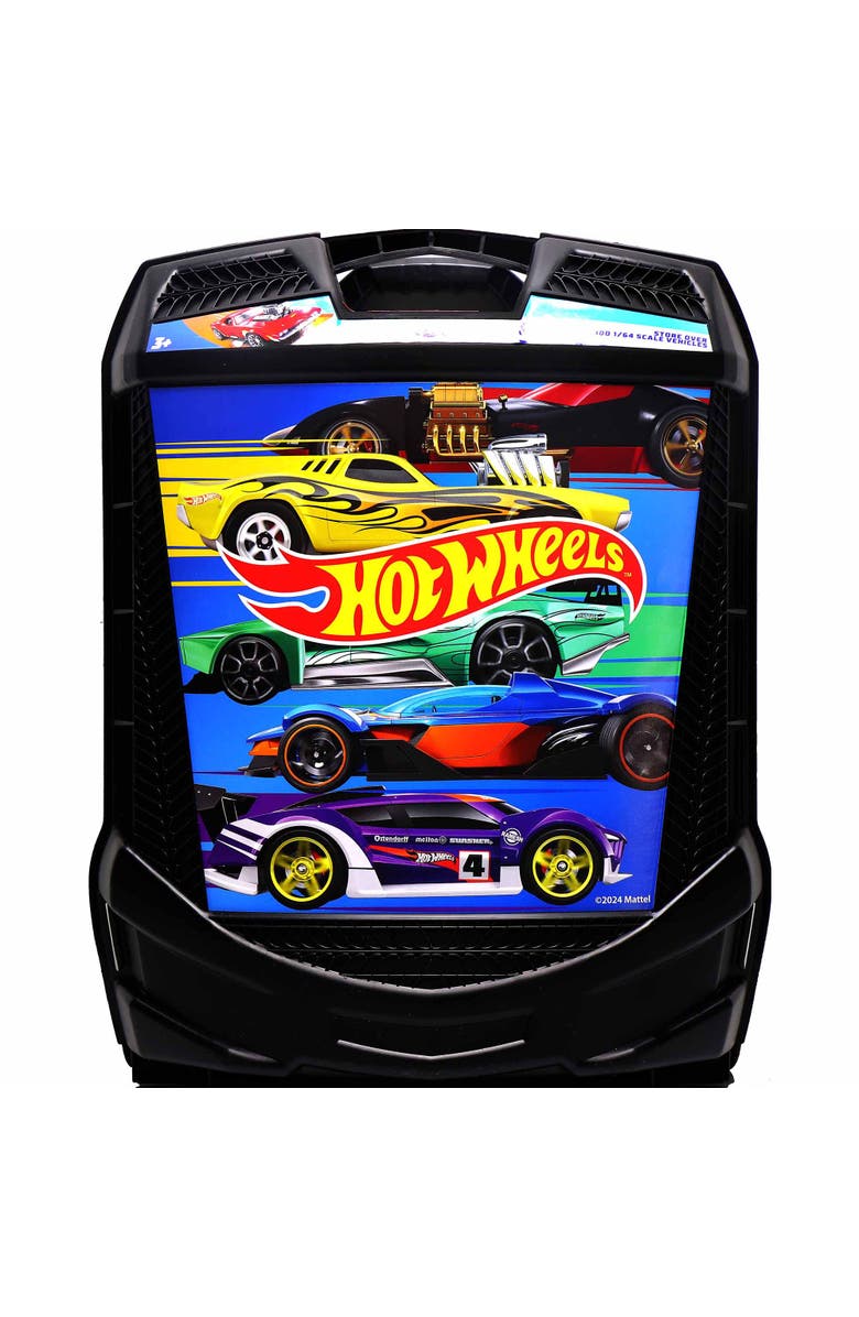 Hot Wheels 100 Car Rolling Storage Case With Retractable Handle, Main, color, Multicolored