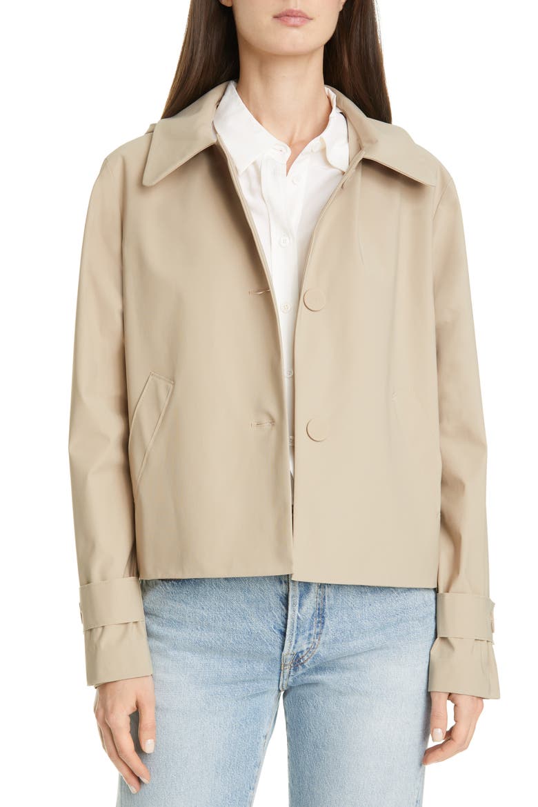 Hooded Crop A-Line Jacket, Main, color, 446 CAMEL