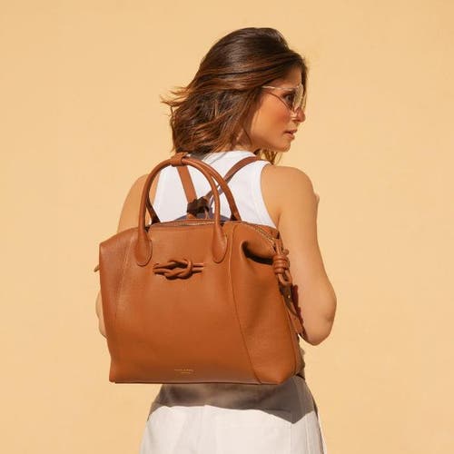 Esin Akan Wimbledon Large Leather Backpack Tote In Nutshell