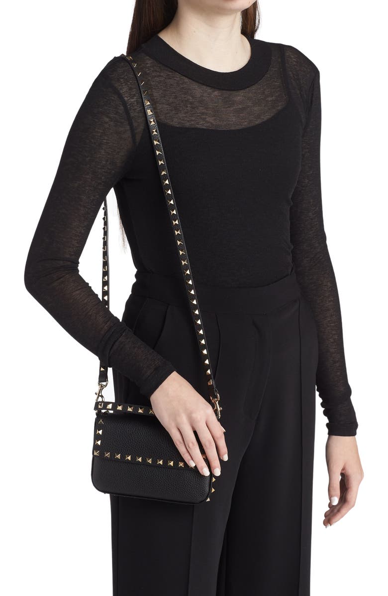 Valentino Garavani Rockstud Leather Crossbody Pouch, Alternate, color,