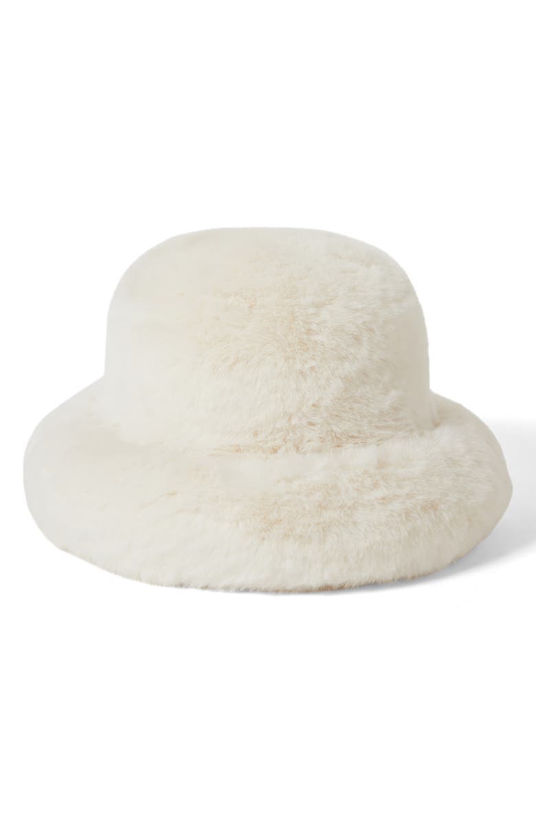 Brixton Dion Faux Fur Packable Hat, Main, color, Off White