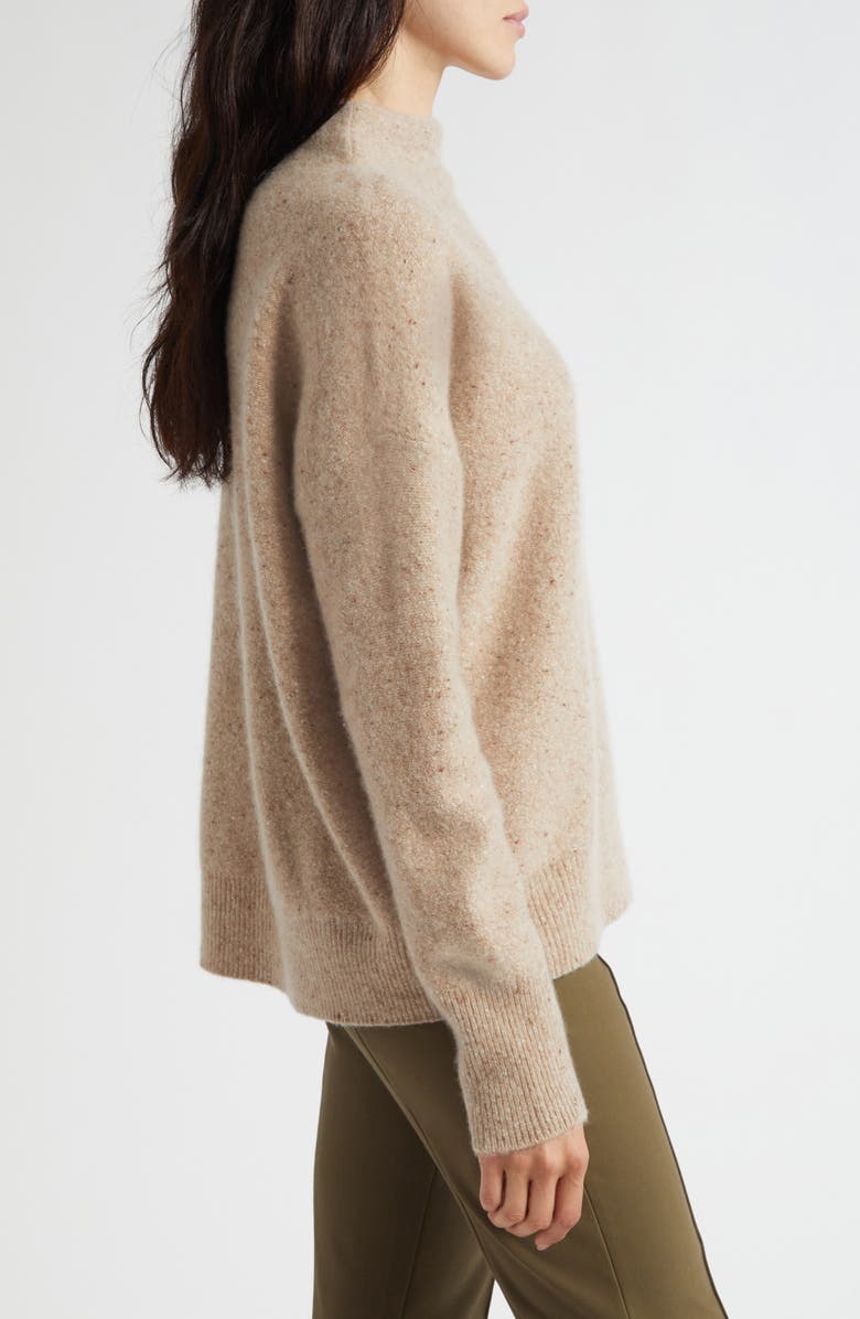 Vince Donegal Funnel Neck Cashmere Sweater, Alternate, color, Heather Oat Donegal