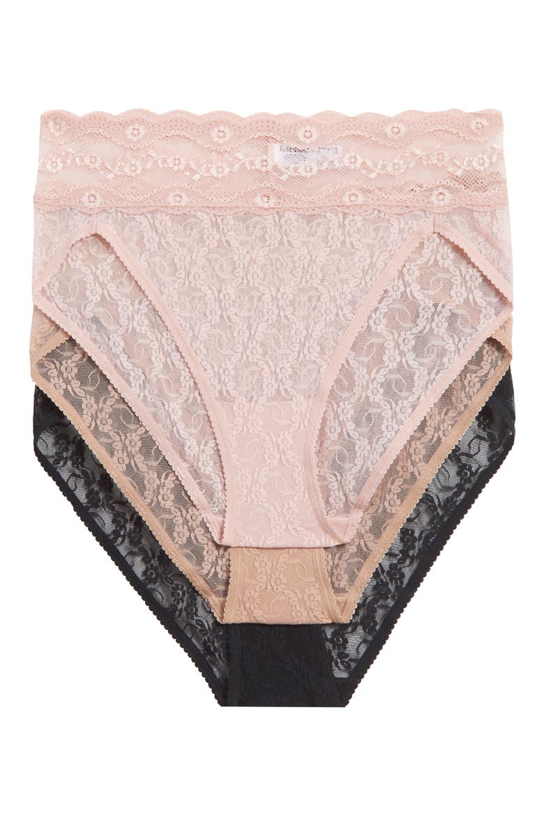 Assorted 3-Pack Lace Kiss High Cut Briefs, Main, color, LACE KISS BASIC 2