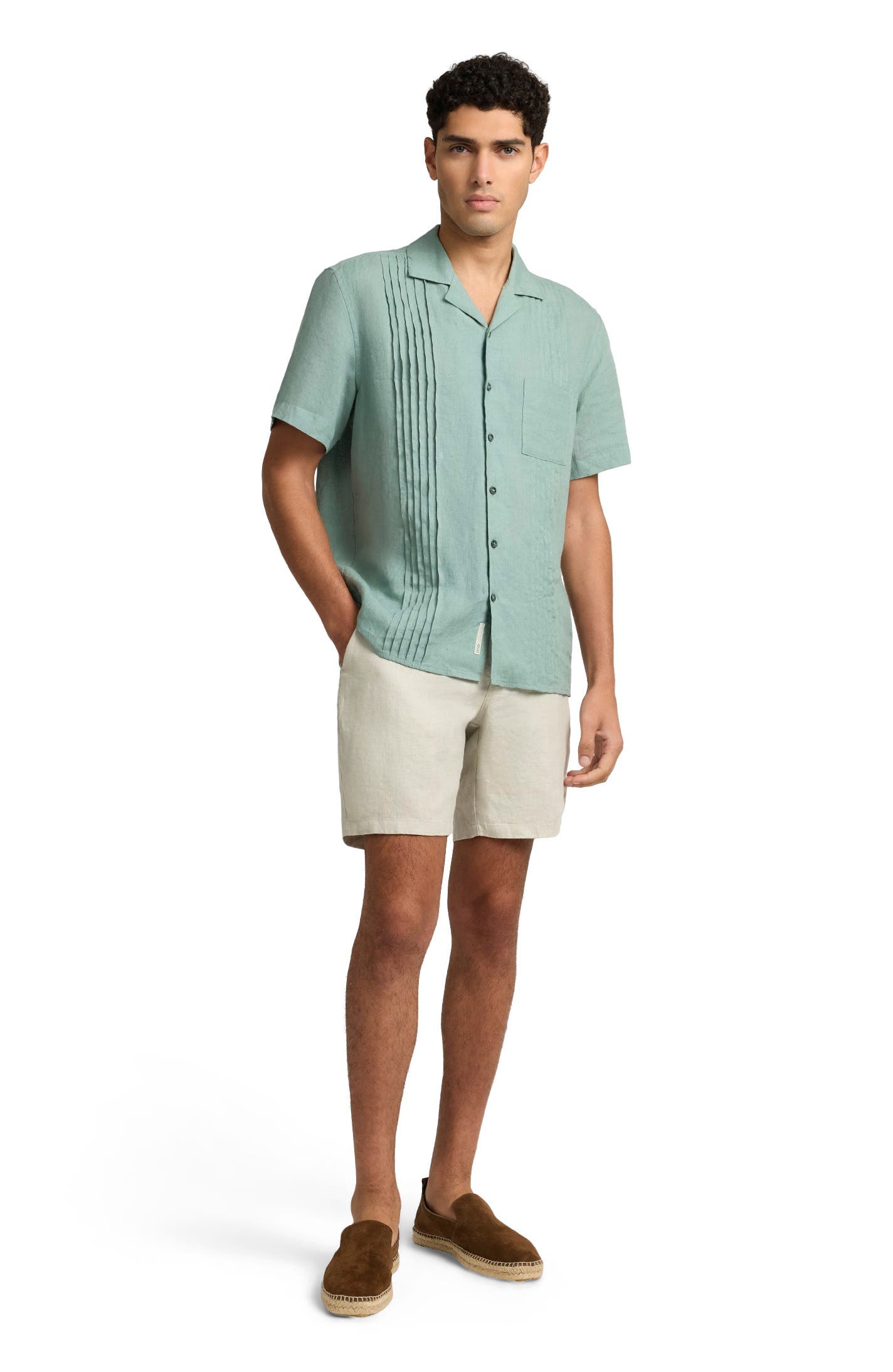 Linen Pintuck Camp Shirt - image 3