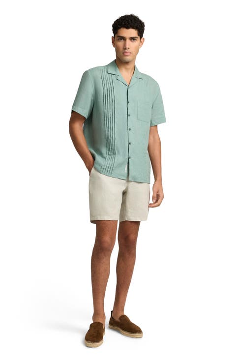 Linen Pintuck Camp Shirt