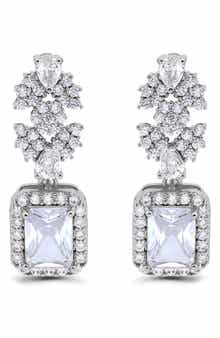 Christian Siriano Emerald Cut Cubic Zirconia Drop Earrings