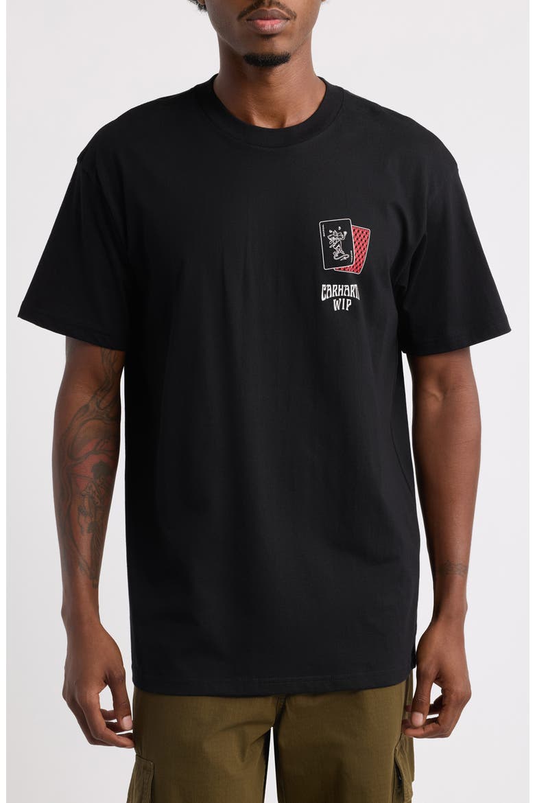 Playing Card Organic Cotton Graphic T-Shirt, Main, color, BLACK
