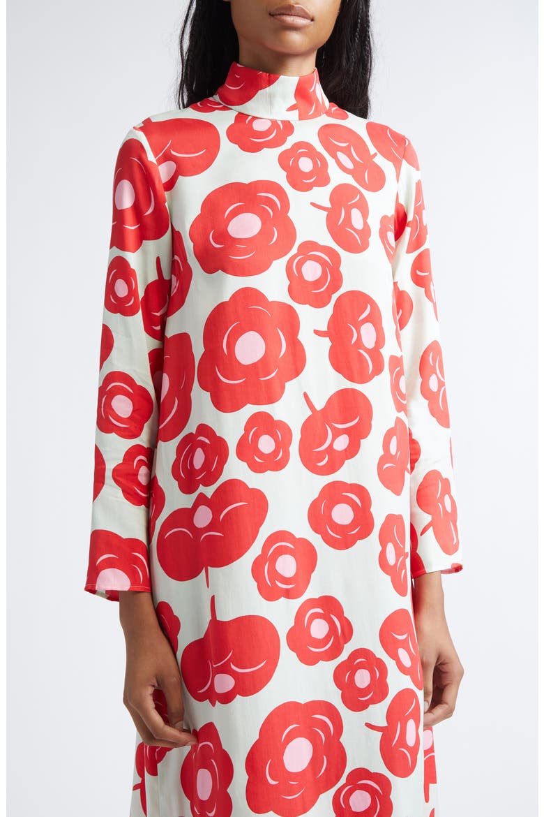 Aikakausi Long Sleeve Midi Shift Dress, Alternate, color, LIGHT TURQUOISE RED PINK