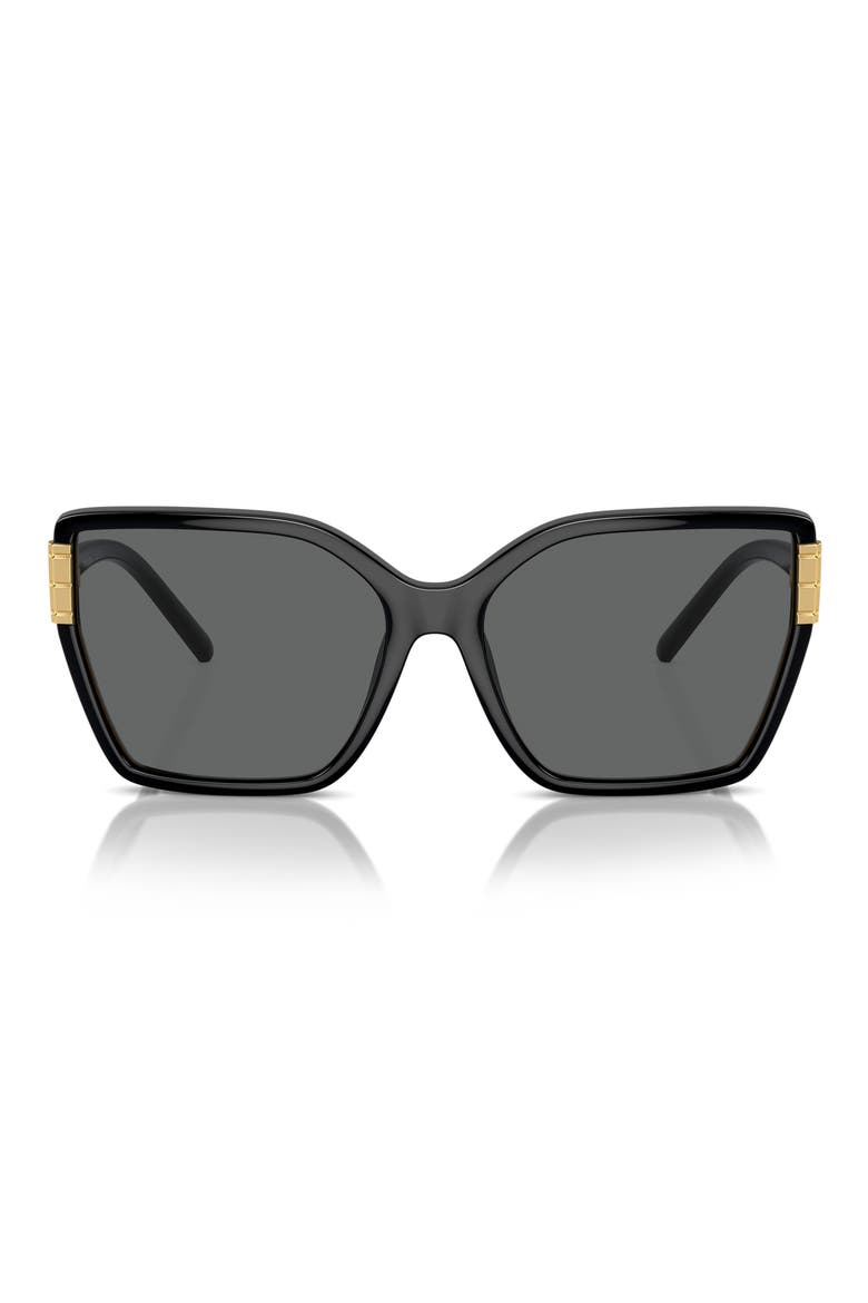 58mm Square Sunglasses, Main, color, BLACK
