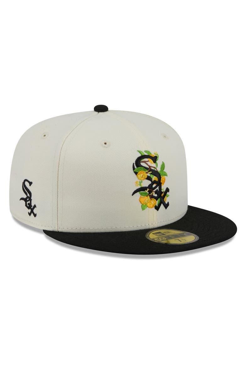 Men's New Era White/Black Chicago White Sox Blossom 59FIFTY Fitted Hat, Main, color, White
