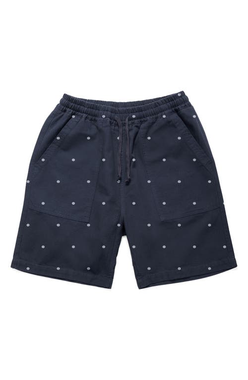 Service Works Polka Dot Cotton Poplin Drawstring Chef Shorts In Blue