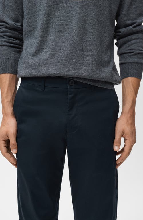 Mango Dublino Slim Fit Flat Front Stretch Stretch Chinos In Blue