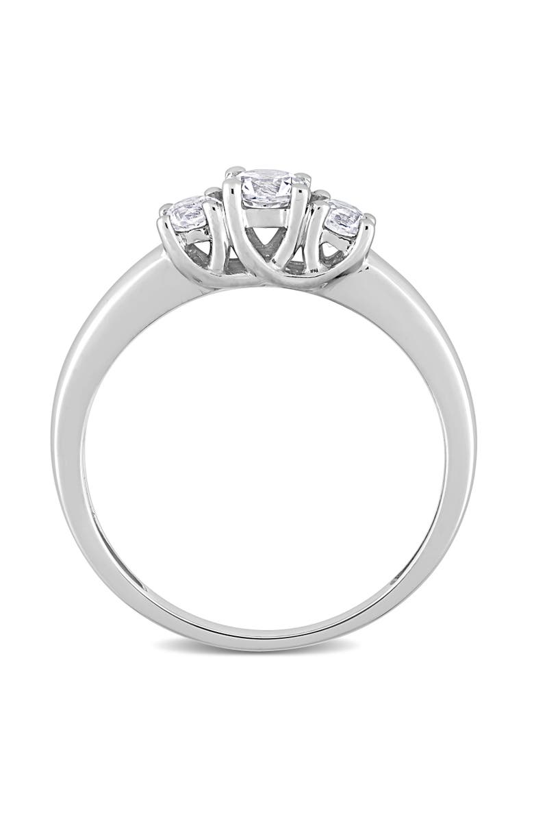 Julianna B. Created White Sapphire 3-Stone Ring 10k, Alternate, color, 10K White Gold
