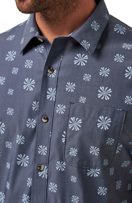 Travismathew In The Rough Short Sleeve Stretch Button-up Shirt In Heather Total Eclipse