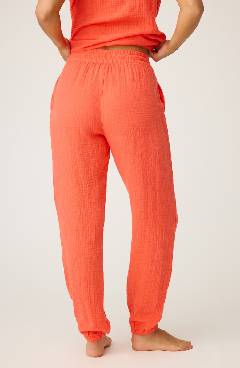 PJ Salvage Copacabana Cotton Gauze Lounge Joggers, Alternate, color, Guava