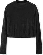 MANGO x Kaia Gerber Crystal Embellished Long Sleeve Crop Top