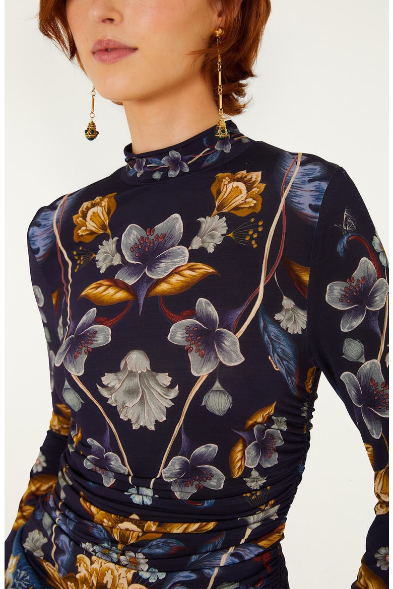 Golden Nature Mock Neck Top, Alternate, color, GOLDEN NATURE NAVY B