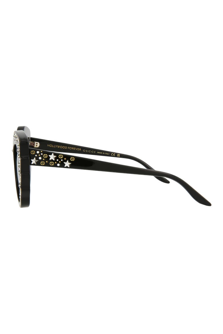 52mm Special Edition Rhinestone Cat Eye Sunglasses, Alternate, color, BLACK BLACK RED
