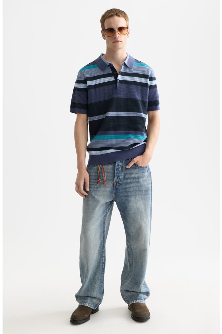 Stripe Textured Polo, Alternate, color, OCEANA STRIPES