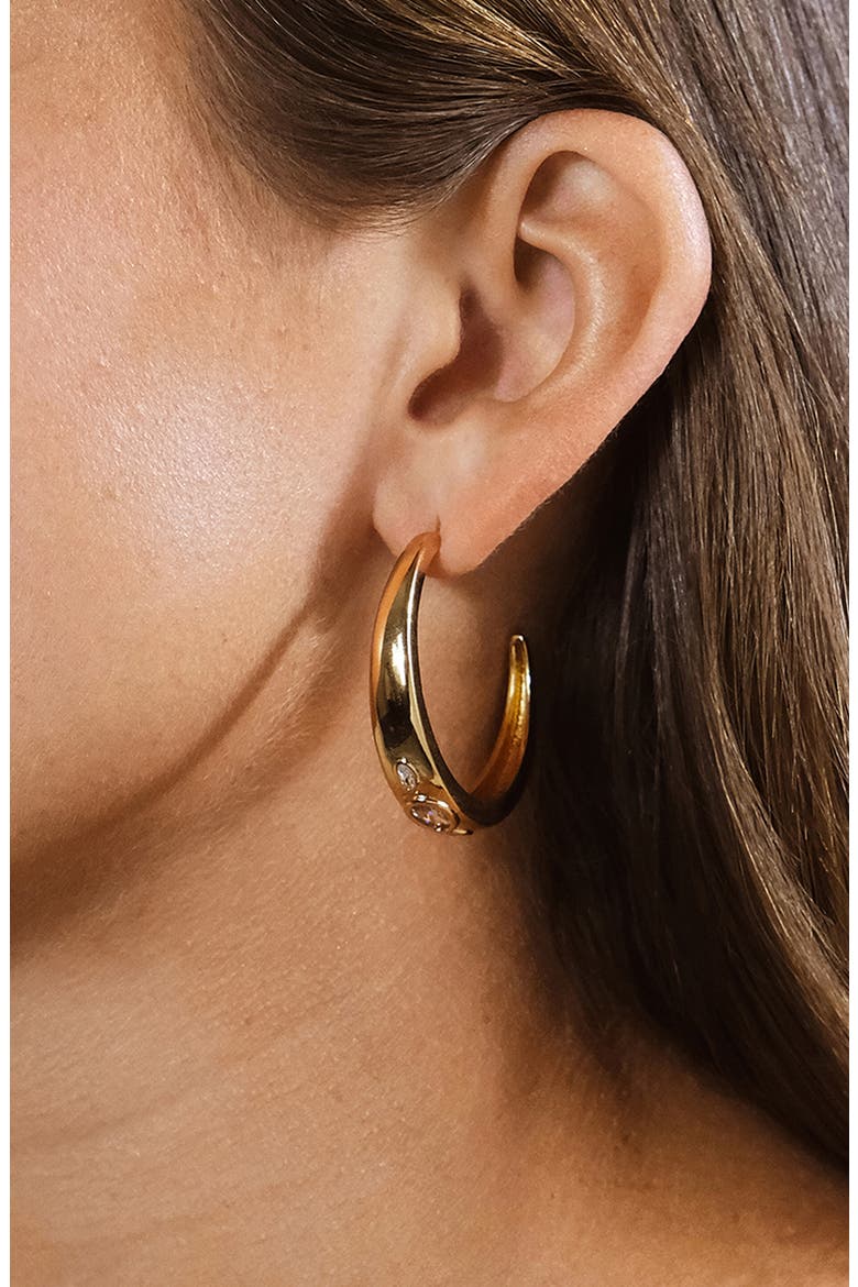 Soren Cubic Zirconia Hoop Earrings, Alternate, color, GOLD