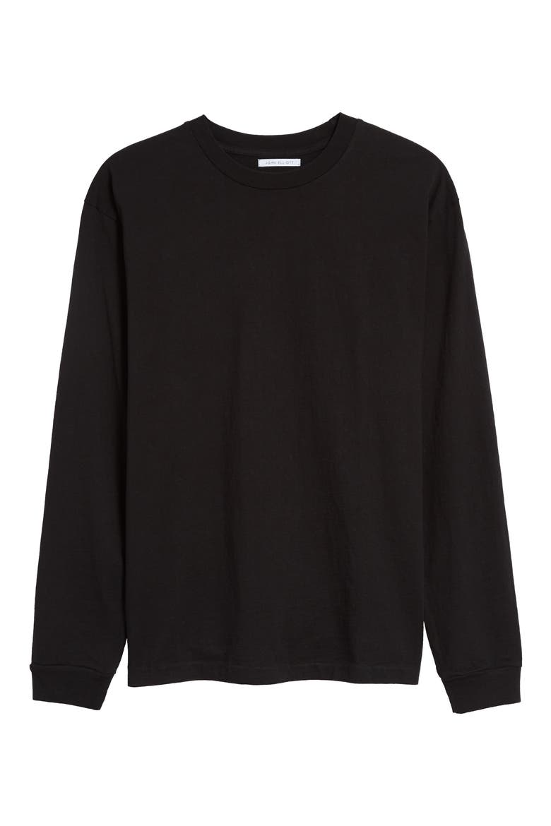 University Long Sleeve Cotton T-Shirt, Main, color, BLACK