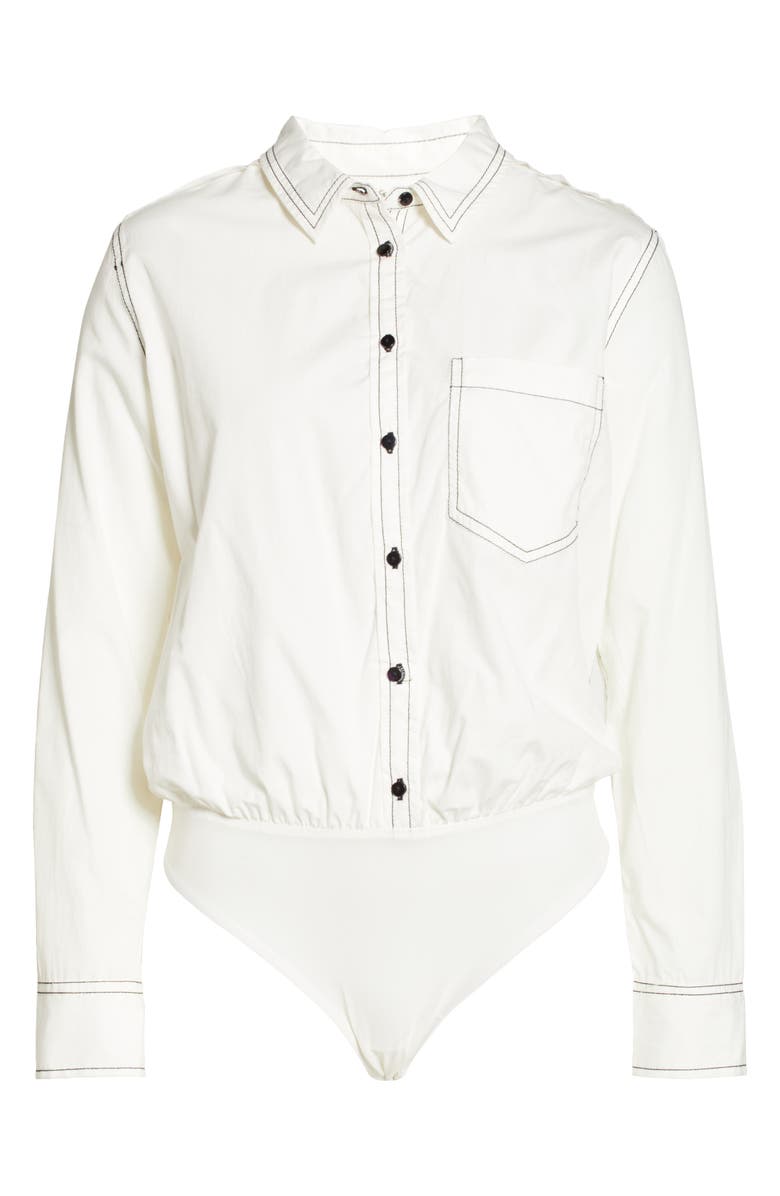 Free People Power Move Long Sleeve Button-Up Bodysuit | Nordstromrack