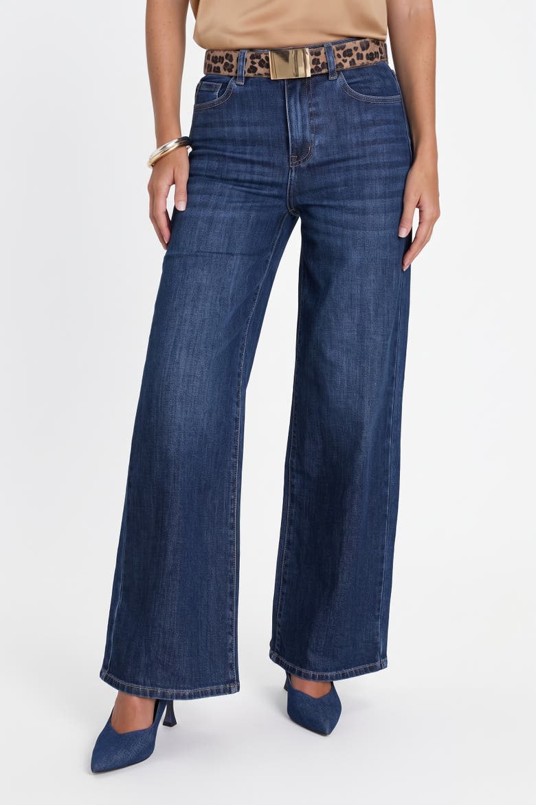 Celeste Slim Palazzo Jeans, Alternate, color, Dark Wash