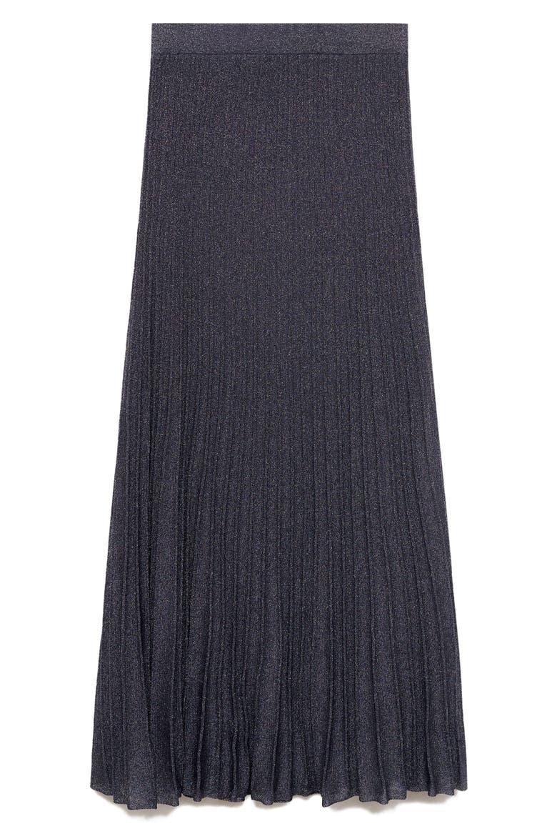 Metallic Knit Pleated Skirt, Alternate, color, NAVY