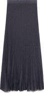 MANGO Metallic Knit Pleated Skirt