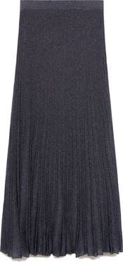 MANGO Metallic Knit Pleated Skirt