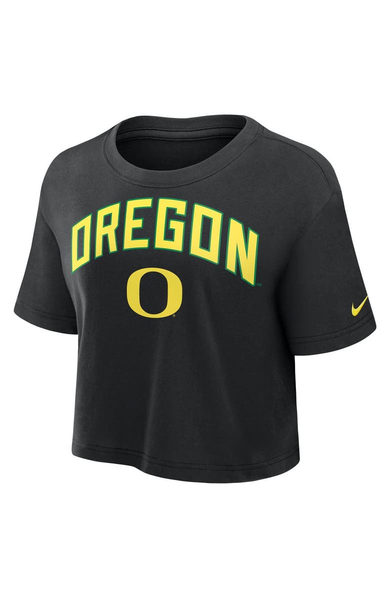 Nike Women's Nike Black Oregon Ducks Athletic Prep Arch Performance Cropped T-Shirt, Alternate, color, Black