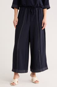 Adrianna Papell Contrast Stitch Wide Leg Pants