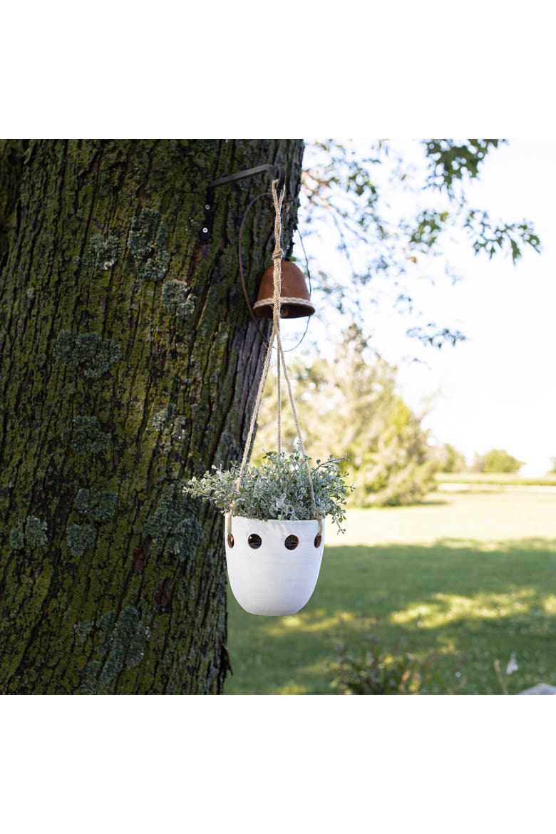 5.75" x 24.75" Galiot White Round Cutout Indoor Hanging Terracotta Planter, Alternate, color, White