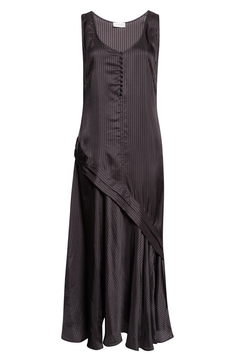 Dries Van Noten Dommy Stripe Crepe Midi Dress, Alternate, color, Grey