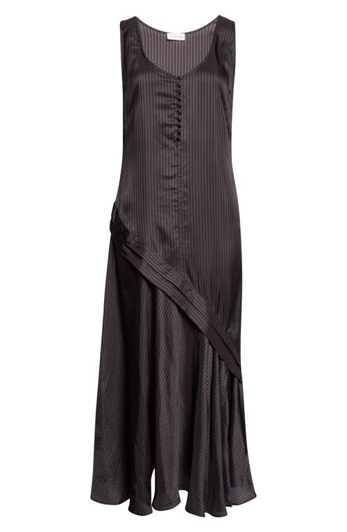 Dries Van Noten Dommy Stripe Crepe Midi Dress In Black
